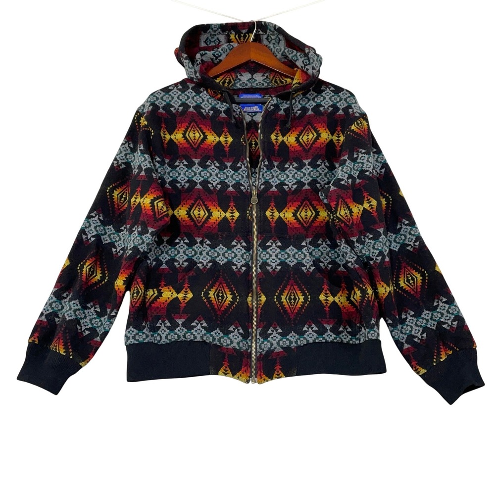 Pendleton Women's L Multi color Wool Hoodie Southwestern Sweatshirt Full Zip